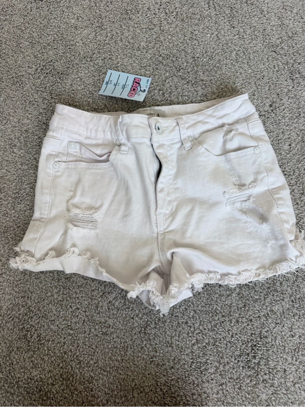 Women’s Distressed White Denim Shorts
